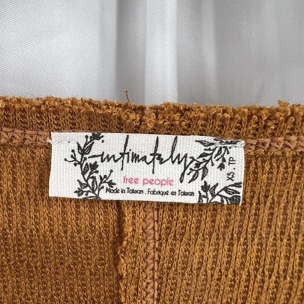 Free People Sloane Bodysuit Thermal Dark Yellow XS New - Picture 6 of 13